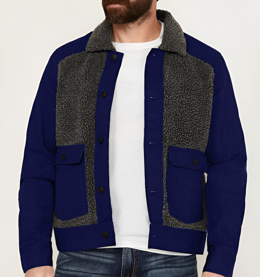 Herren Outdoor-Jacke mit Teddyfellkragen und funktionalen Taschen Echoarchiv