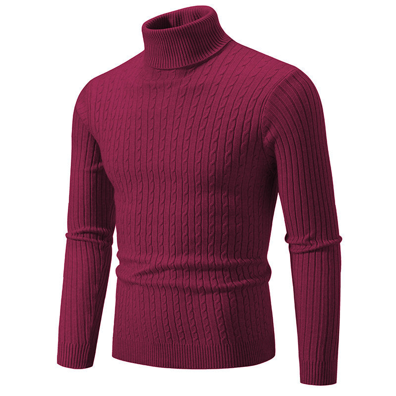 Herren nan Rollkragenpullover mit Zopfstrick und schlanker Passform Echo Archiv