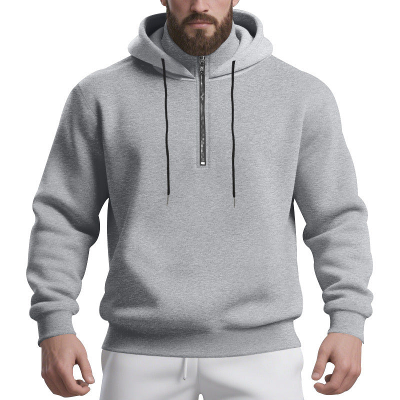 Herren sportlicher Kapuzenpullover mit halbem Reißverschluss und atmungsaktivem Stoff Echoarchiv