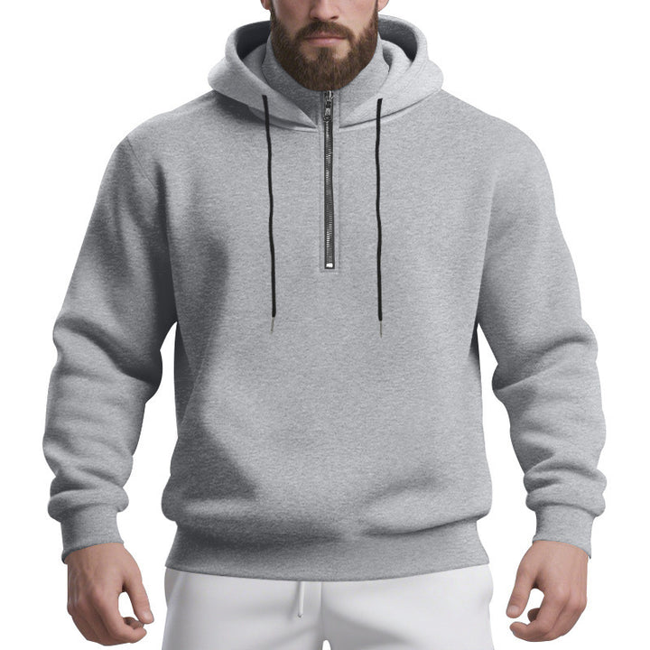 Herren sportlicher Kapuzenpullover mit halbem Reißverschluss und atmungsaktivem Stoff Echoarchiv