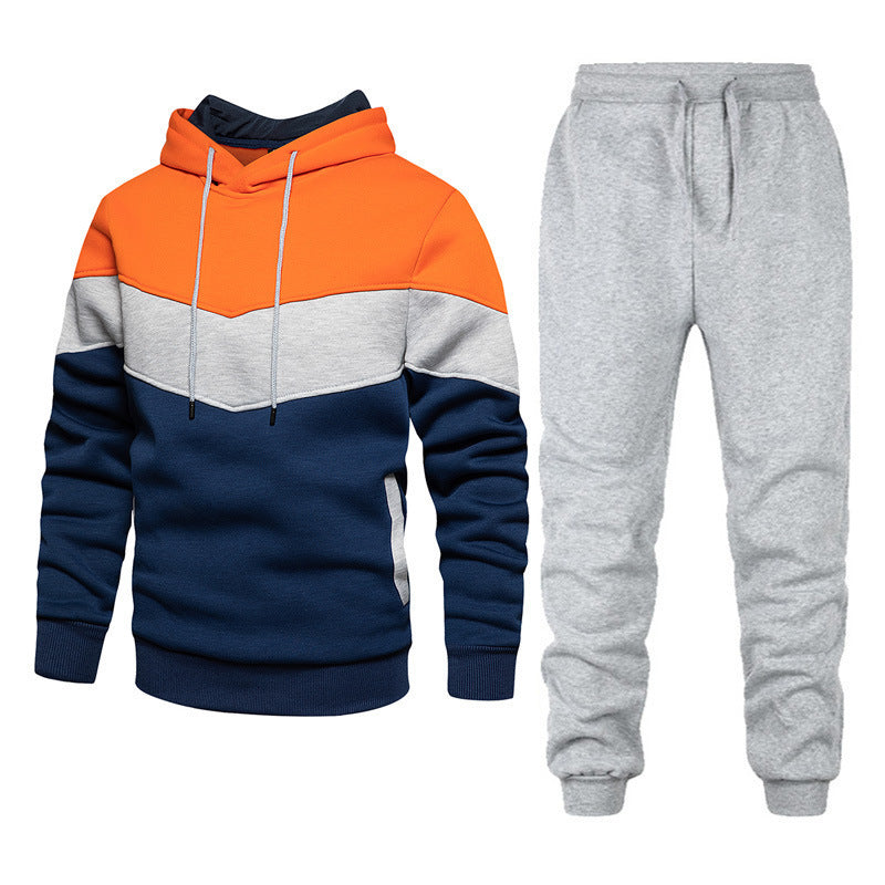 Herren athleisure-Set mit Chevron-Kapuze, fleecegefüttertem Pullover und schmal zulaufender Jogginghose – Marzano