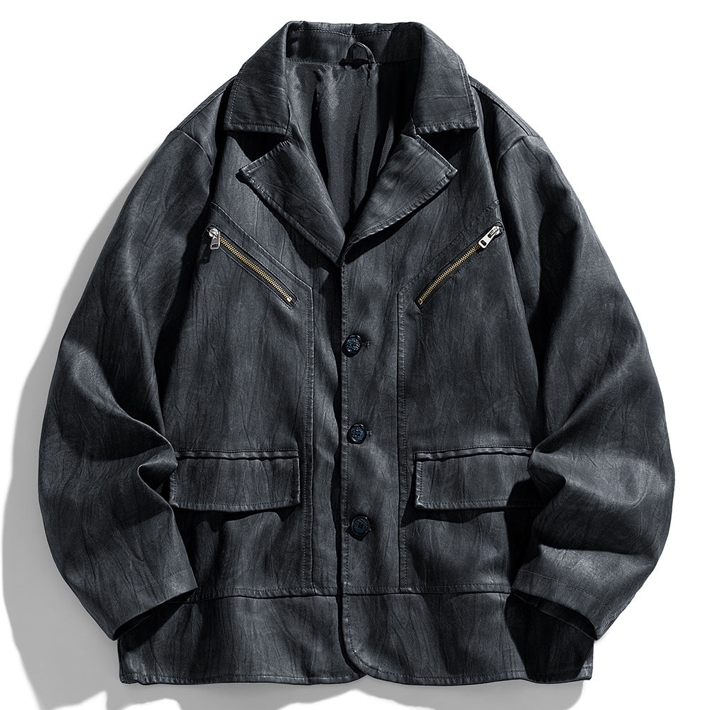 Herren Kunstlederjacke im modernen Schnitt mit funktionalen Taschen Echoarchiv
