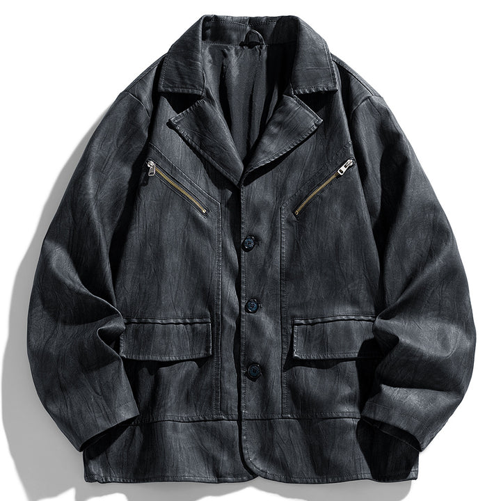 Herren Kunstlederjacke im modernen Schnitt mit funktionalen Taschen Echoarchiv