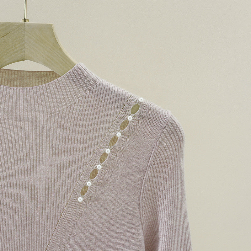 Damen Feinstrick-Pullover mit Perlenbesatz und Zierlochkante Echo Archiv