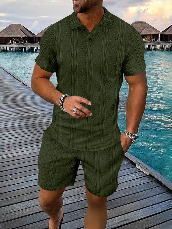 Herren Poloshirt mit strukturiertem Design und Kurzshorts Echoarchiv