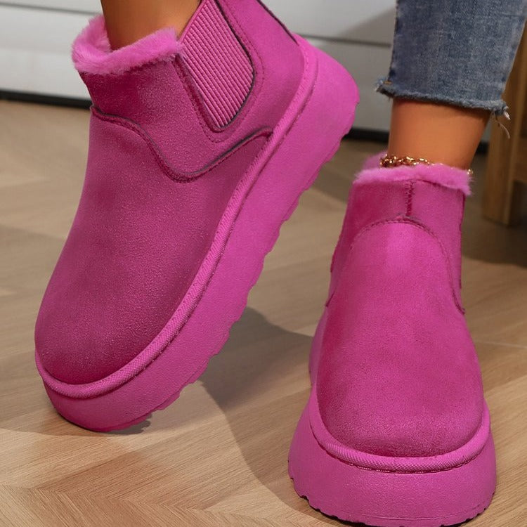 Damen  gefütterte Chelsea-Boots im Velours‑Look mit hohem Plateau‑Sohlenprofil und weichem Innenfutter Echo Archiv
