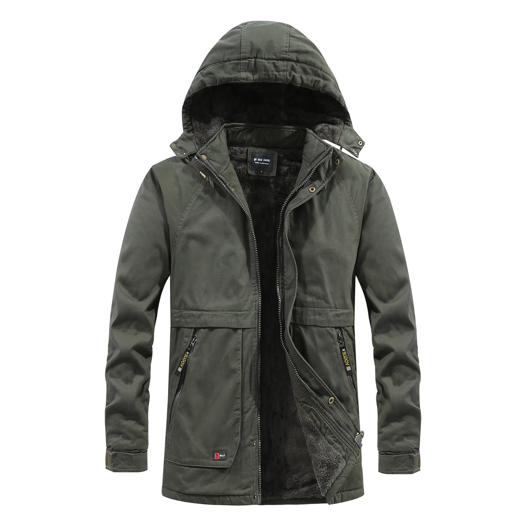 Herren Thermo‑Langparka im Fieldstil mit wärmender Plüschinnenseite und verdeckter Front Echo Archiv