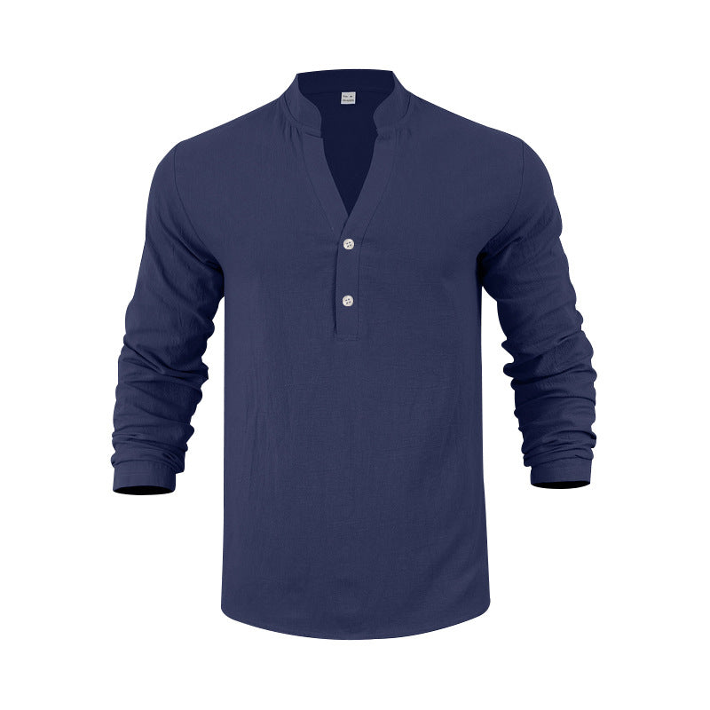 Herren Langarm-Henley-Shirt mit bequemen Knöpfen und lässigem Schnitt Echoarchiv