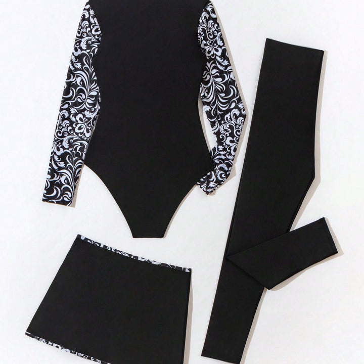Damen modischer UV-Schutz-Strandanzug mit eleganten Rüschendetails Echo Archiv
