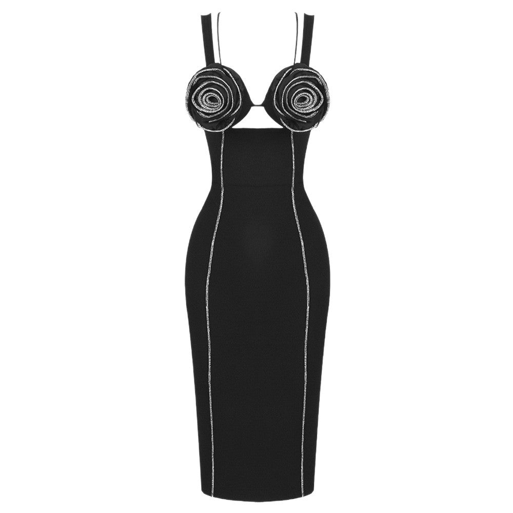 Damen figurbetontes Kleid mit floralem Spitzenbesatz und elegantem Schnürdetail Echo Archiv