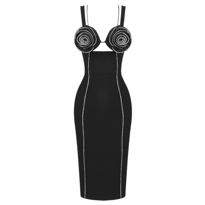 Damen figurbetontes Kleid mit floralem Spitzenbesatz und elegantem Schnürdetail Echo Archiv