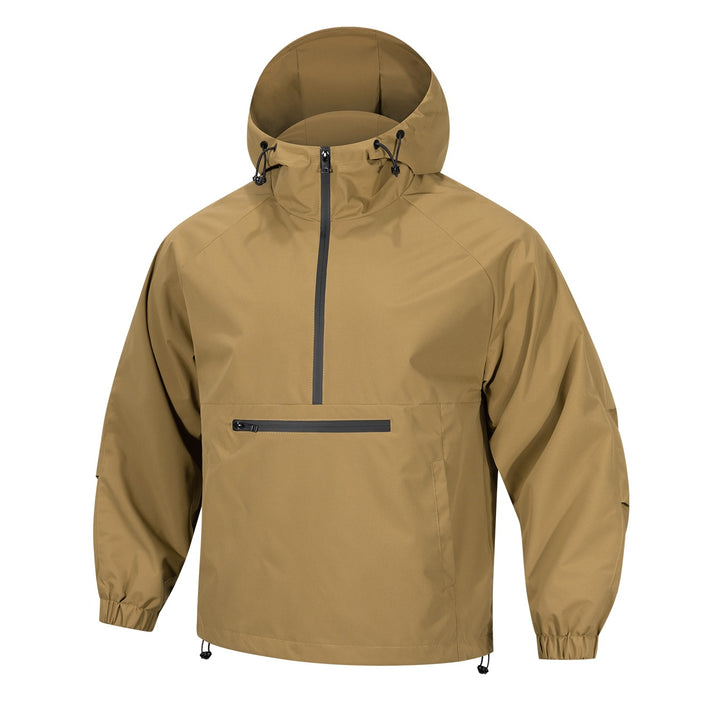 Herren Wind- und Wasserabweisende Anorak-Pulloverjacke mit Halbreißverschluss und Kängurutasche Echoarchiv