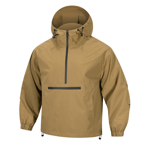 Herren Wind- und Wasserabweisende Anorak-Pulloverjacke mit Halbreißverschluss und Kängurutasche Echoarchiv
