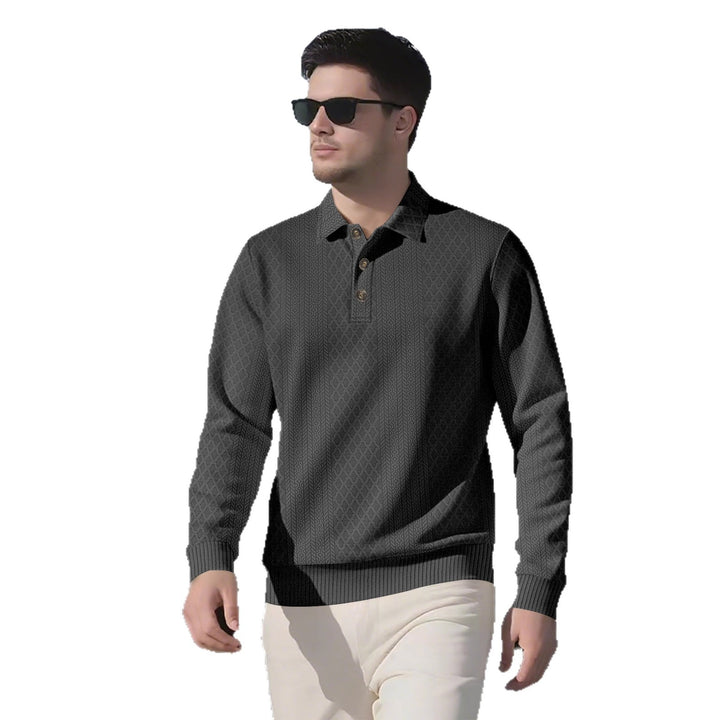 Herren modischer Langarmpullover mit Knopfleiste Echoarchiv