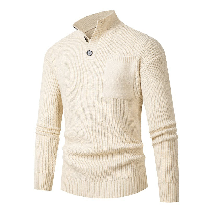 Herren Hochwertiger Pullover mit Modalmuster und Brusttasche Echoarchiv