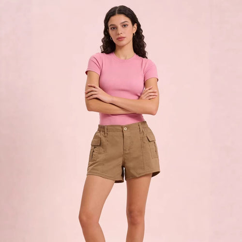 Damen Cargo-Shorts mit funktionalen Seitentaschen und elastischem Bund Echo Archiv