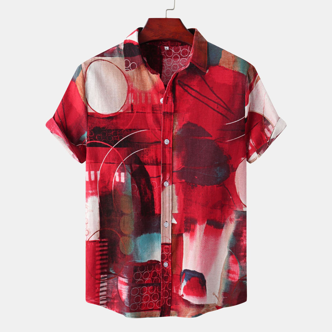Herren Kurzarmhemd mit kreativem Abstract-Design Echoarchiv