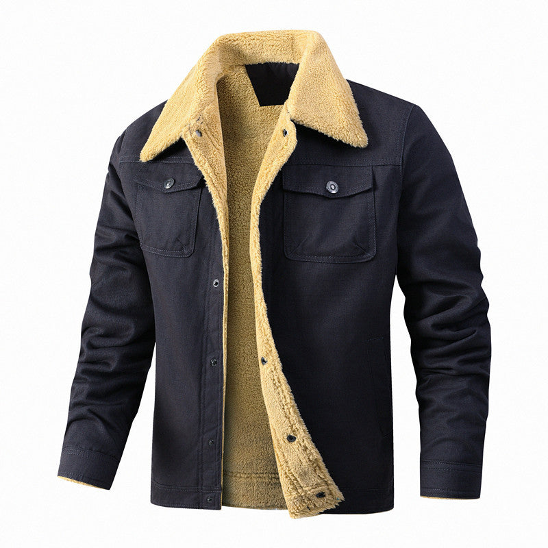 Herren Sherpa-gefütterte Canvas-Jacke mit Hemdkragen Echoarchiv