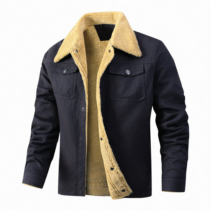 Herren Sherpa-gefütterte Canvas-Jacke mit Hemdkragen Echoarchiv
