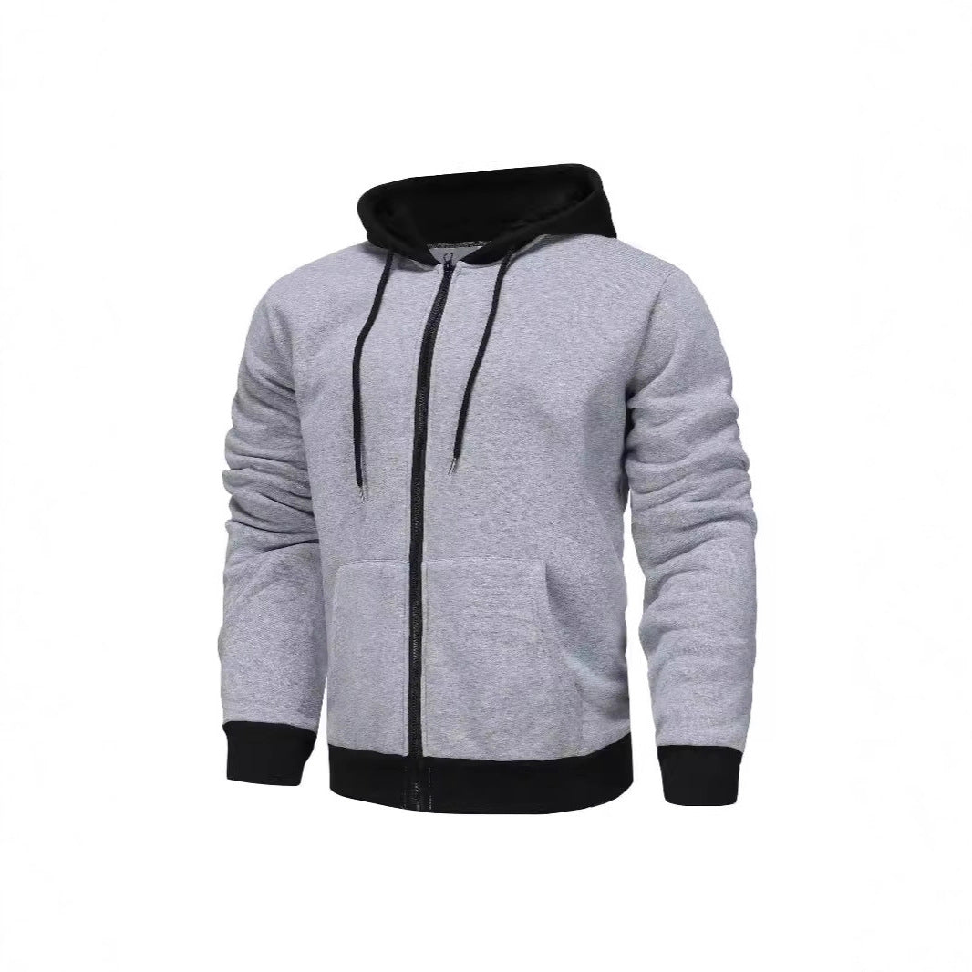 Herren Zip-Hoodie mit Kontrastfarbe und Kängurutasche Echoarchiv