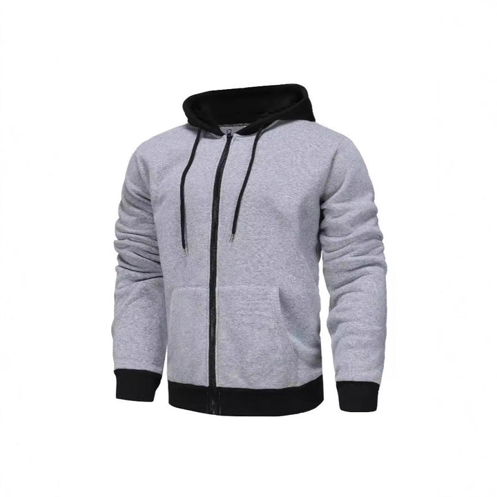 Herren Zip-Hoodie mit Kontrastfarbe und Kängurutasche Echoarchiv
