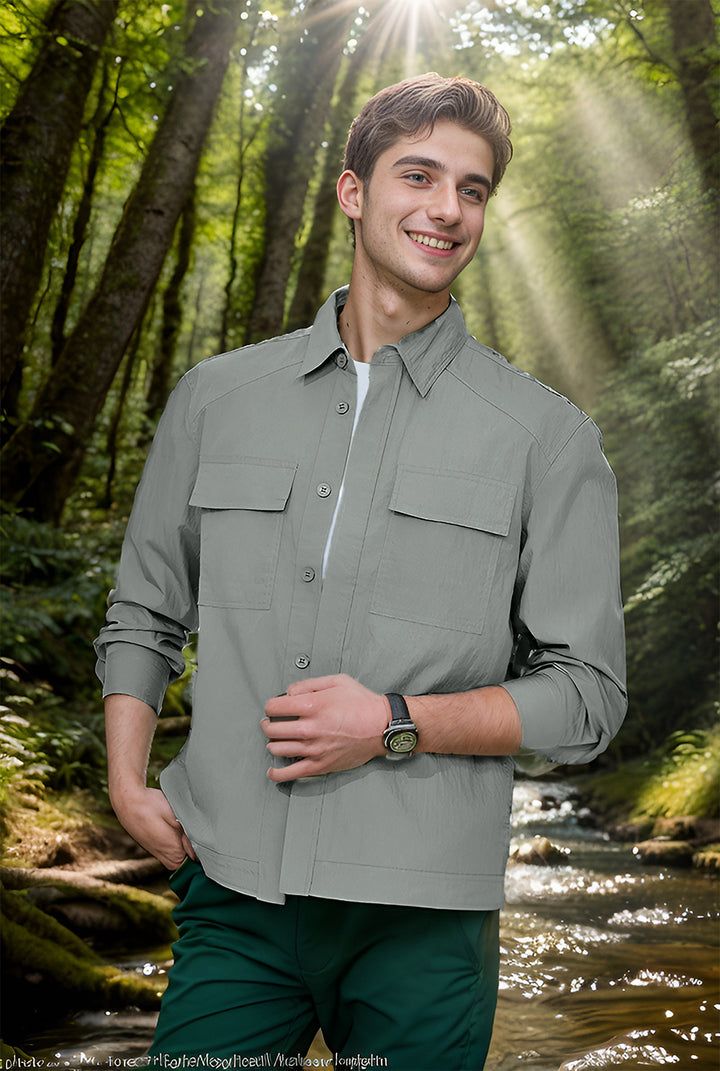 Herren Mehrzweck-Camp-Shirt mit praktischen Taschen und atmungsaktiven Eigenschaften Echoarchiv