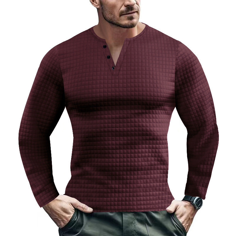 Herren Langarmshirt mit strukturiertem Design und modischem Knopfverschluss Echoarchiv