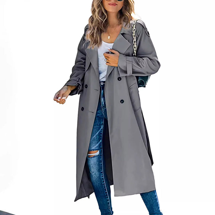 Damen legerer Trenchcoat mit Gürteldesign und stylischen Knöpfen Echoarchiv
