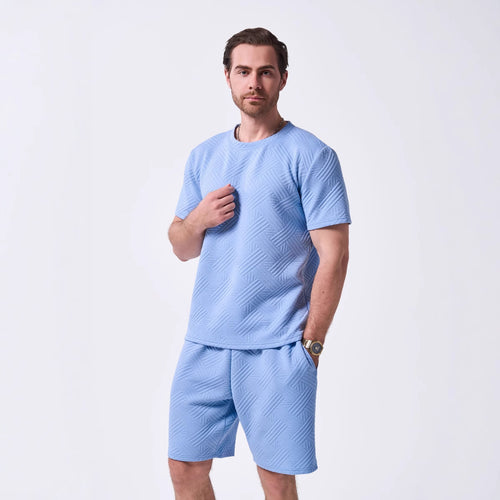 Herren sportliches Freizeit-T-Shirt und Shorts Set mit strukturierter Oberfläche Echoarchiv