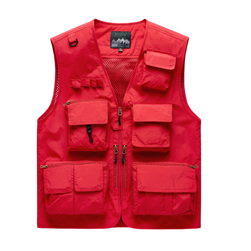 Herren Outdoor-Mehrfachtaschenweste im Anglerstil mit luftiger Mesh‑Rückenpartie und Schnellzugriffstaschen – Marzano