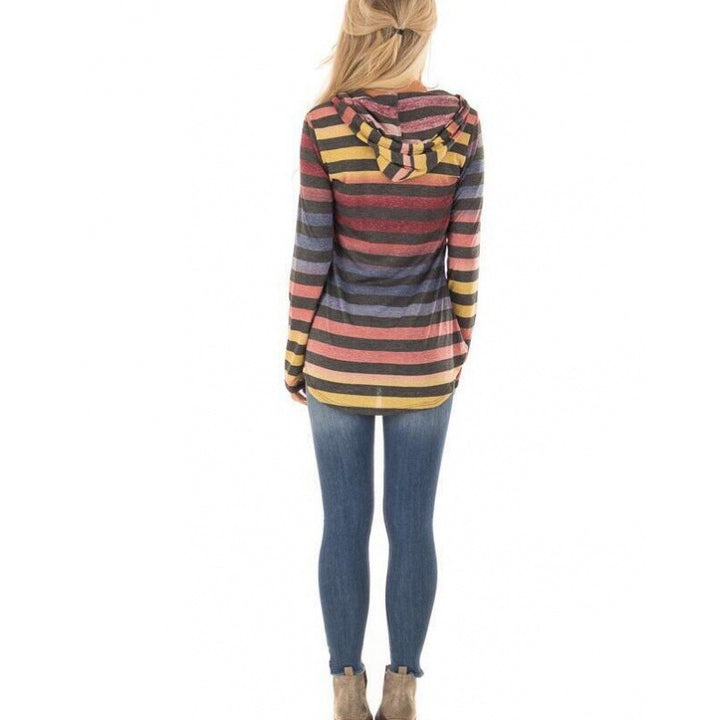 Damen Gestreiftes Kapuzenlongsleeve mit Tunika-Silhouette – Auréline