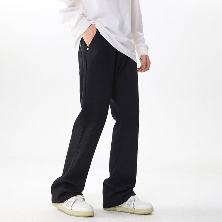 Herren Extraweite Baumwoll‑Mix Loungehose mit tiefem Schritt und seitlichen Eingrifftaschen Echo Archiv