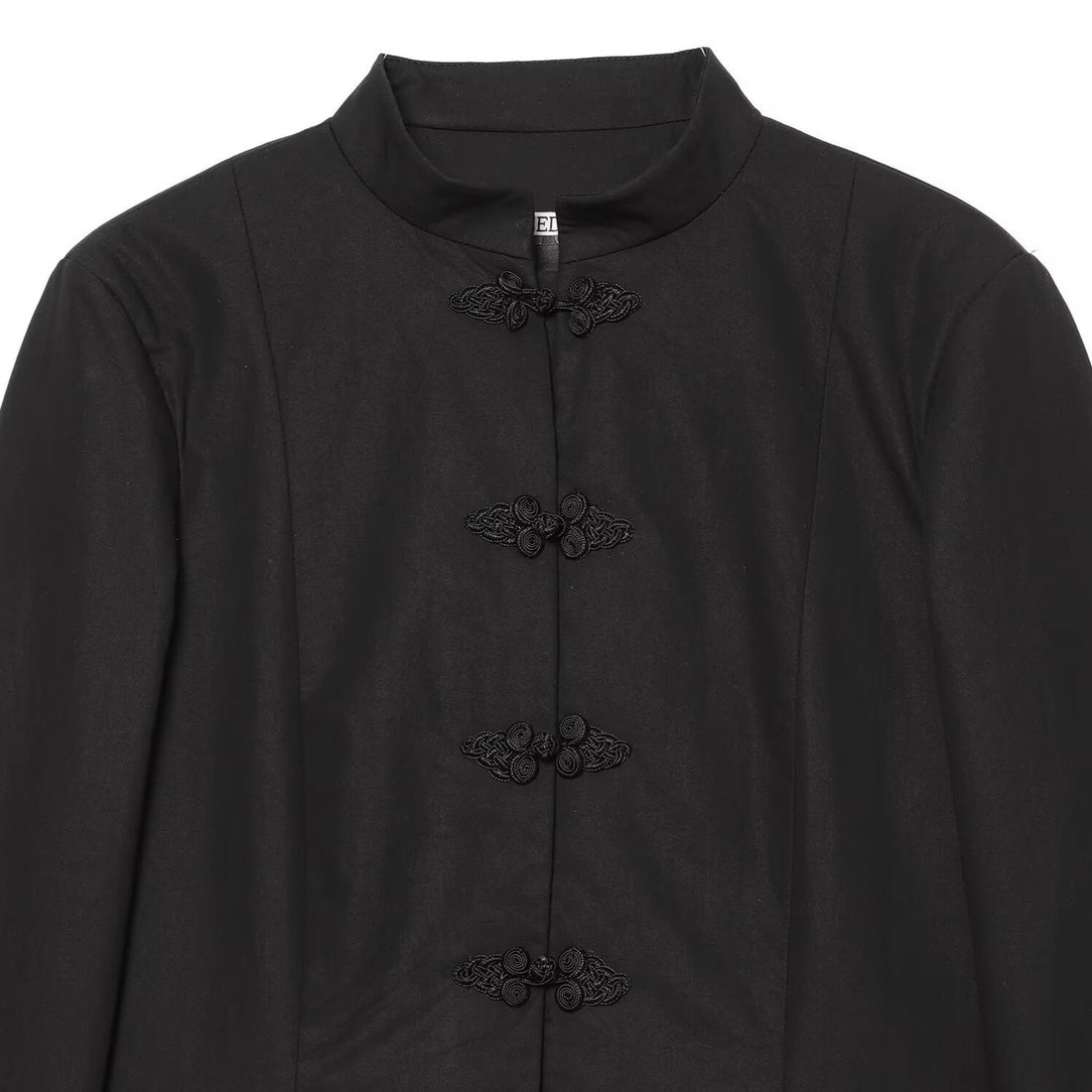 Damen Kurzjacke im Mandarin-Stil mit traditionellen Kordelknöpfen und schmaler Silhouette Echoarchiv