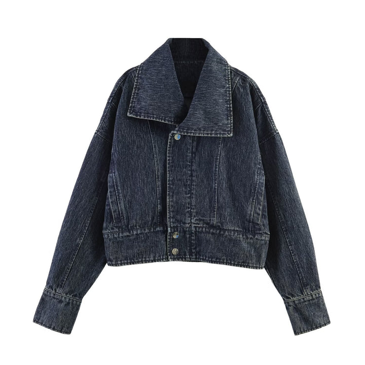 Damen Oversized-Jeansjacke mit großem Schalkragen und Used-Effekt Echo Archiv