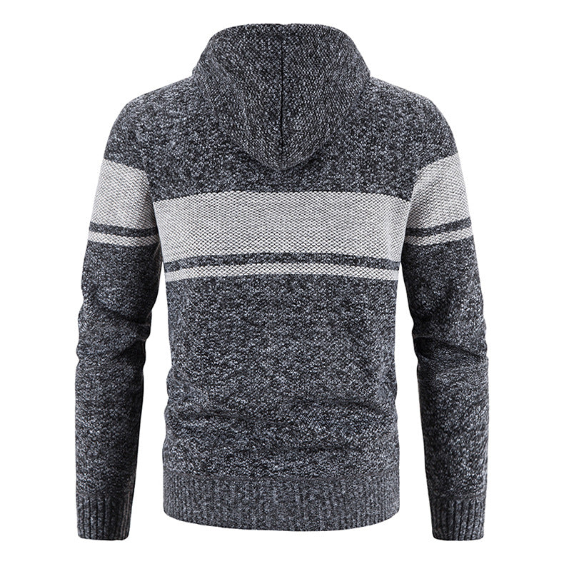 Herren Strickjacke mit Kapuze und strukturiertem Design Echoarchiv