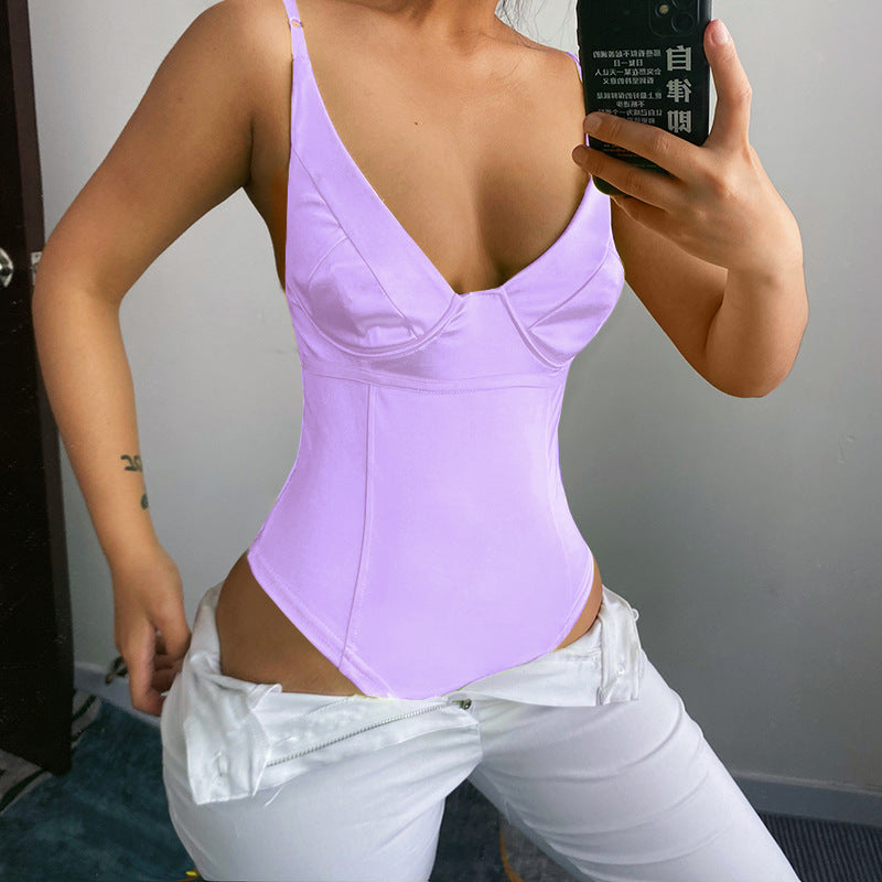 Damen Satin-Bustier-Top mit tiefem V-Ausschnitt und eleganter Passform Echo Archiv