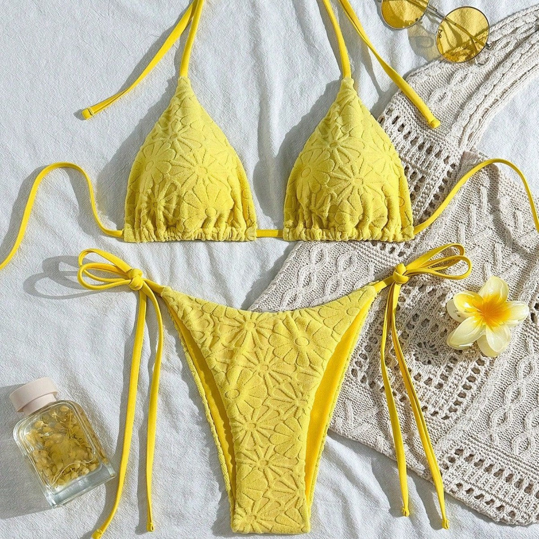 Damen Triangel-Bikini mit floraler Stickerei Echo Archiv