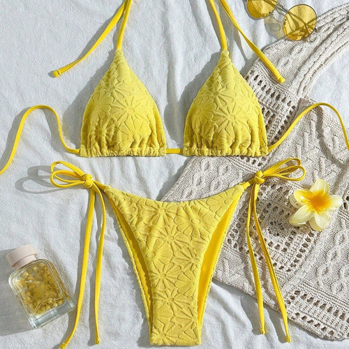 Damen Triangel-Bikini mit floraler Stickerei Echo Archiv