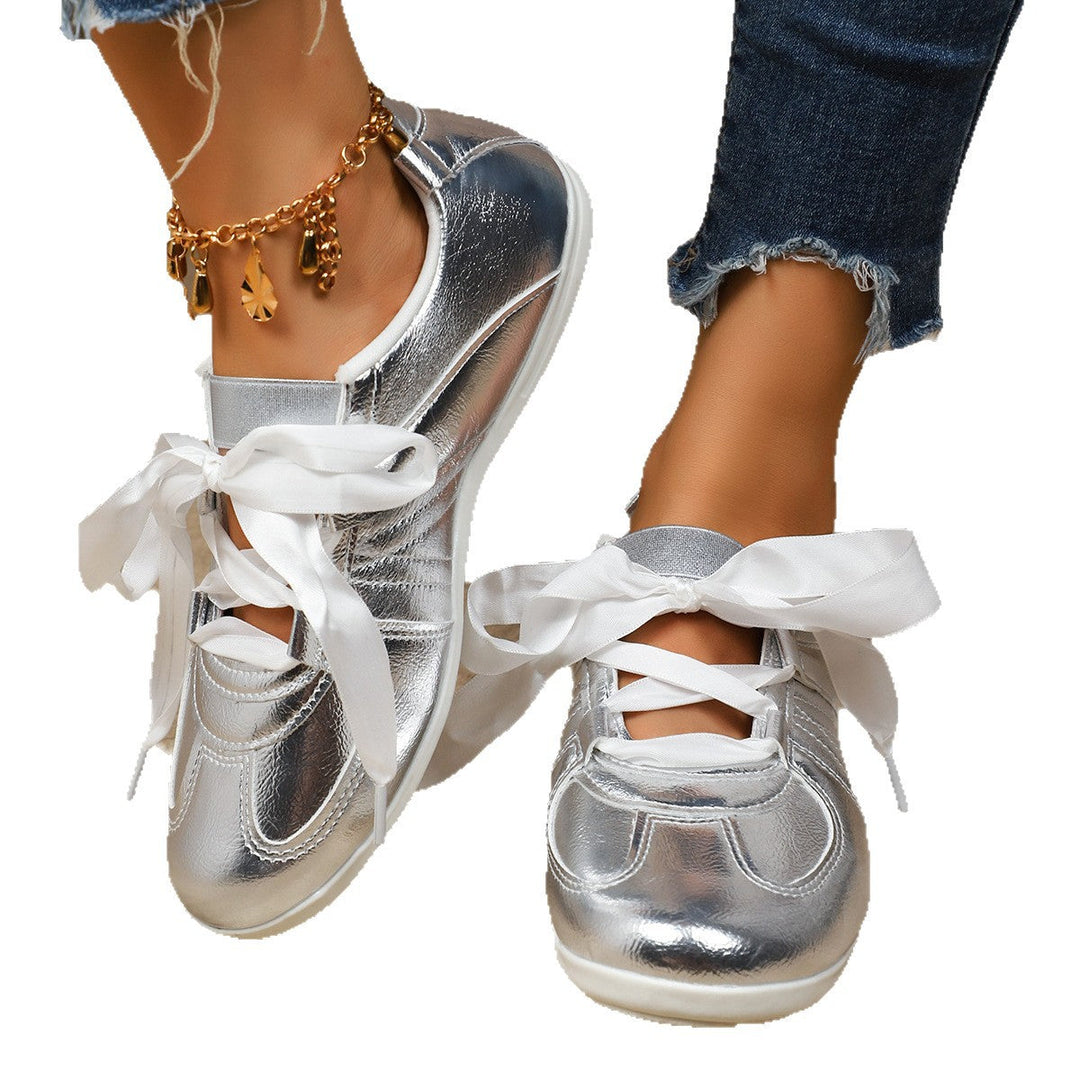 Damen Sportliche Sneaker mit glänzendem Metallic-Obermaterial und bequemer Schnürung Echo Archiv