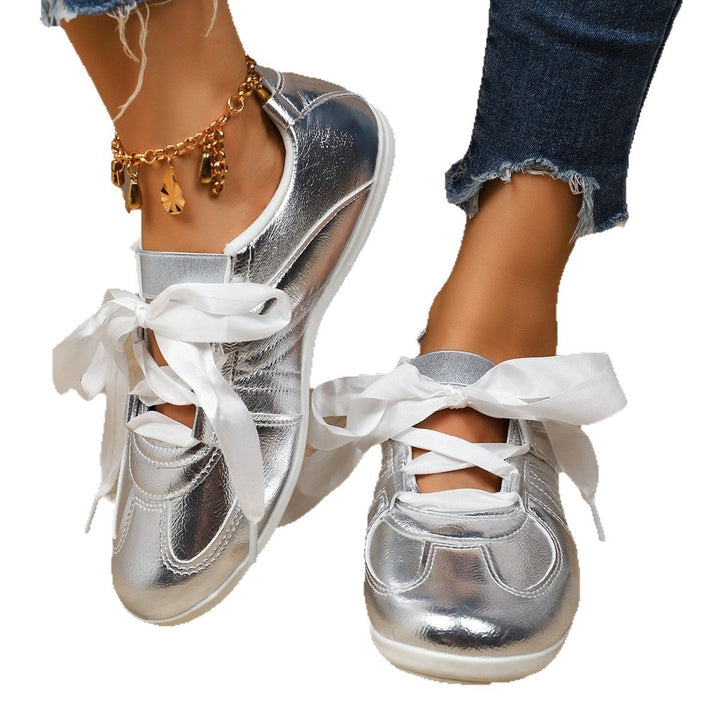 Damen Sportliche Sneaker mit glänzendem Metallic-Obermaterial und bequemer Schnürung Echo Archiv