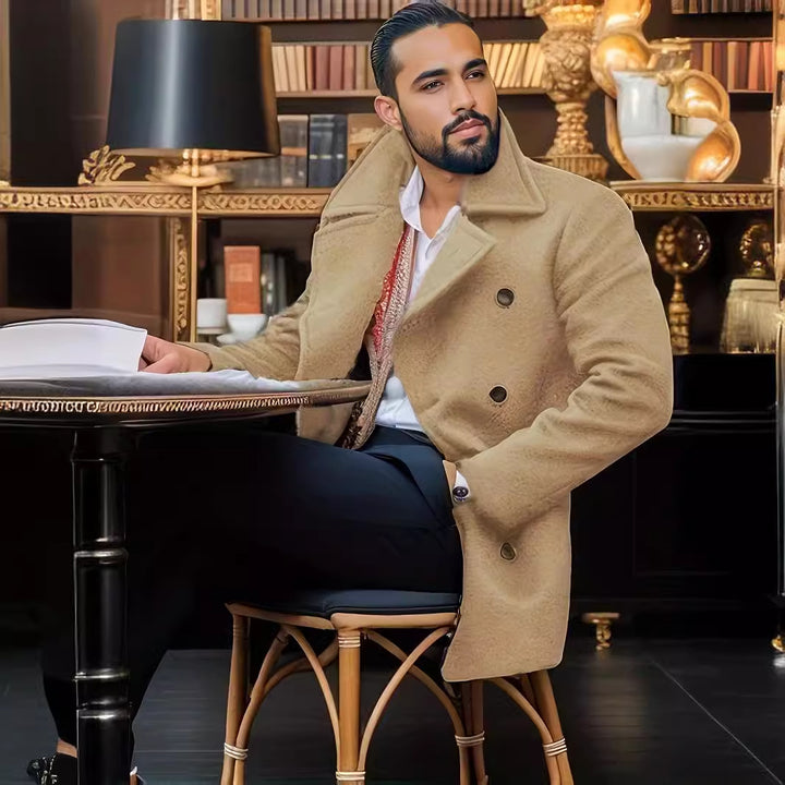 Herren eleganter, doppelreihiger Wintermantel Echoarchiv