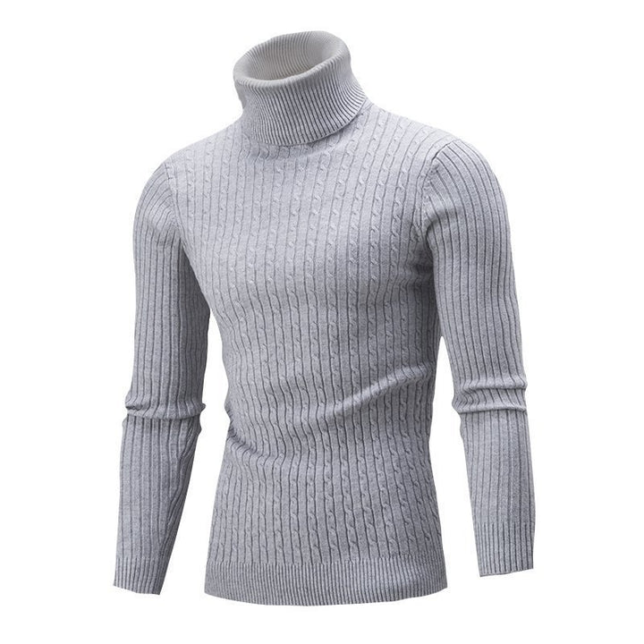 Herren nan gerippter Rollkragenpullover mit Zopfmuster und körpernaher Slim-Fit-Silhouette Echo Archiv