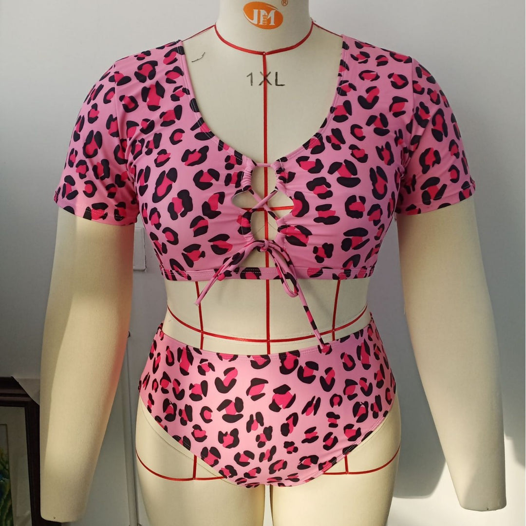 Damen Hochgeschnittenes Bikini-Set mit modischem Knotendetail Echo Archiv