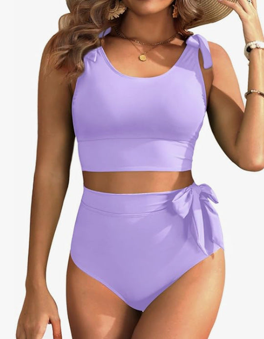 Damen Hochtailliertes Bikini-Set mit knotenverziertem Oberteil Echo Archiv