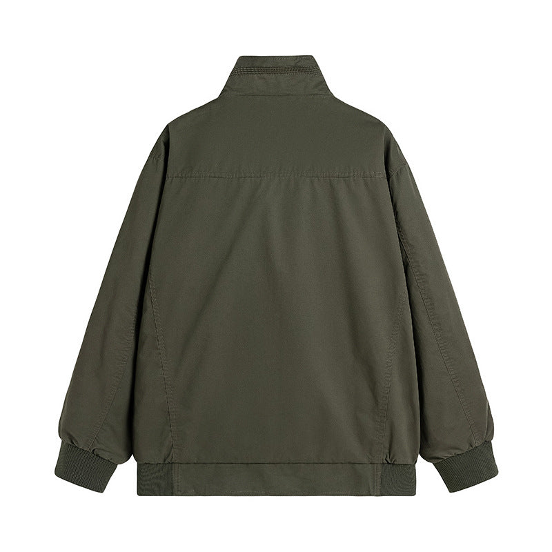 Herren Locker geschnittene Canvas-Überwurfjacke mit Stehkragen und aufgesetzten Pattentaschen Echo Archiv