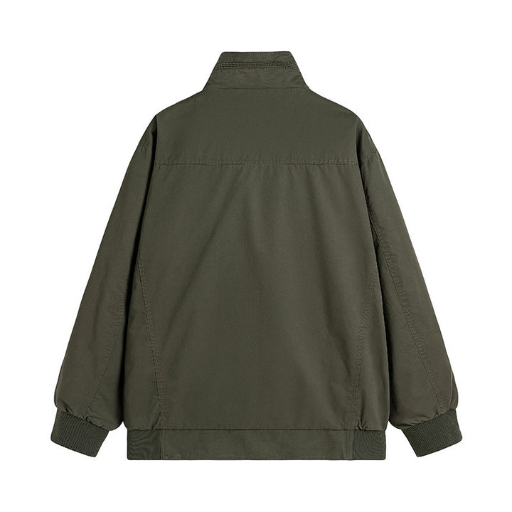 Herren Locker geschnittene Canvas-Überwurfjacke mit Stehkragen und aufgesetzten Pattentaschen Echo Archiv
