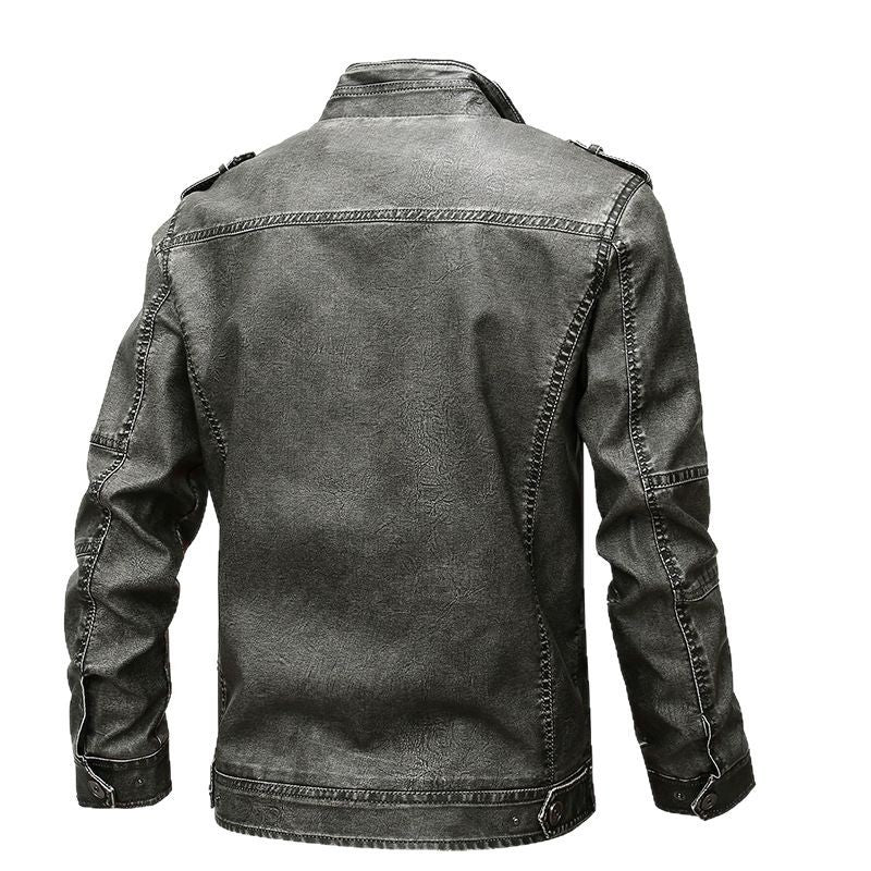 Herren robuste Kunstlederjacke im Military-Stil Echoarchiv