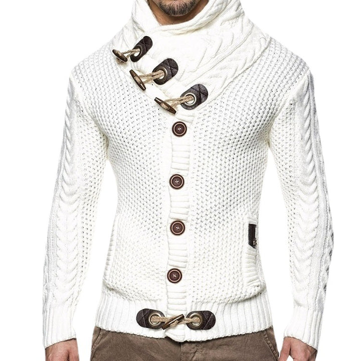 Herren Strickjacke mit kreativer Knopfleiste und hohem Kragen Echoarchiv