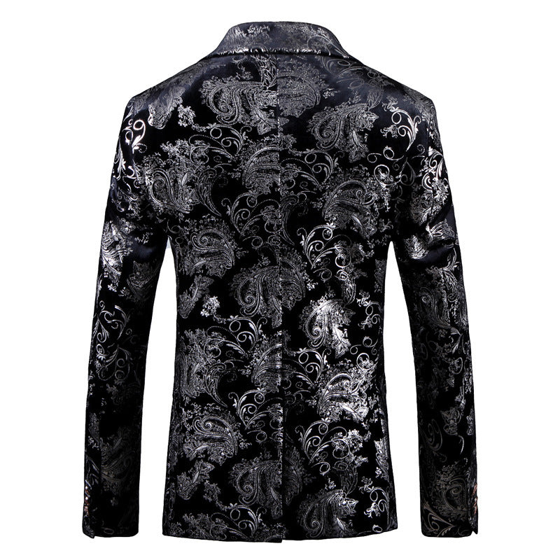 Herren eleganter Smoking-Blazer mit floralen Paillettenmustern Echoarchiv