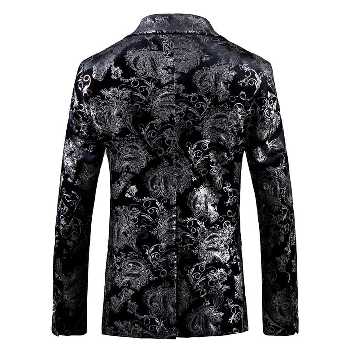 Herren eleganter Smoking-Blazer mit floralen Paillettenmustern Echoarchiv